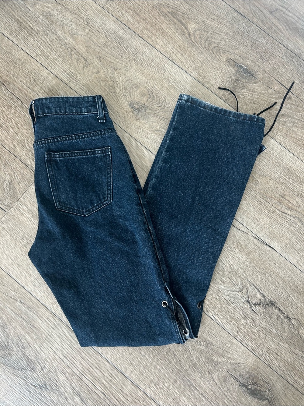superdown Black Straight Leg Jeans with Side Lace-Up